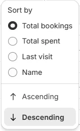 Sort options