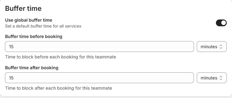The Buffer time tab