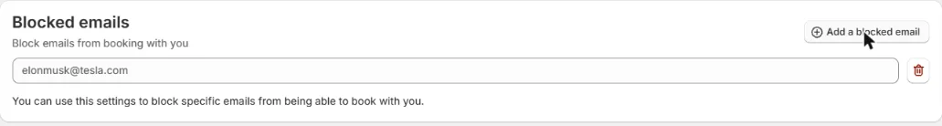 The blocked email form