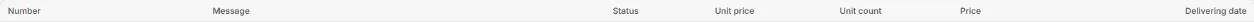 The SMS history table header with its seven columns, phone numbers cropped or hidden