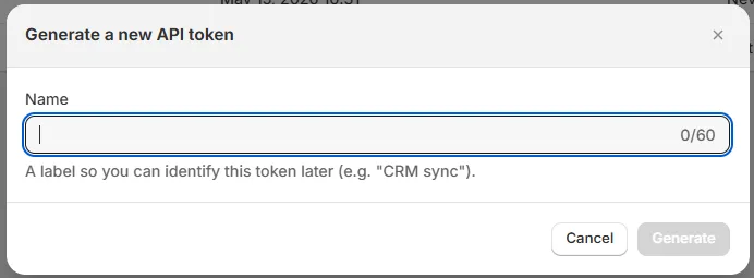 The Generate token form